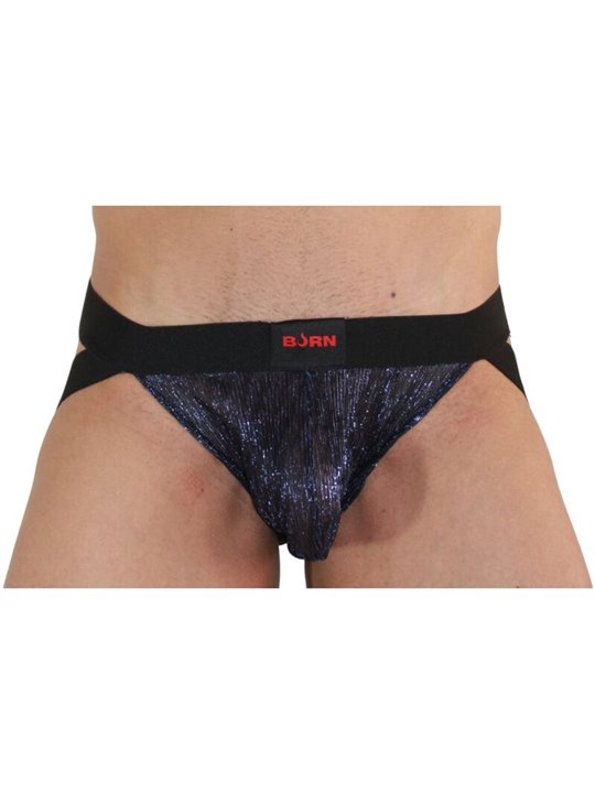 Burn 006 - Jockstrap Sospensorio Blu Lucido e Nero Taglia M