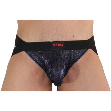 Burn 006 - Jockstrap Sospensorio Blu Lucido e Nero Taglia L