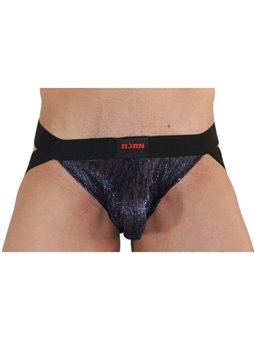 Burn 006 - Jockstrap Sospensorio Blu Lucido e Nero Taglia XL