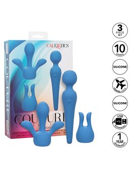Calexotics Couture Kit - Vibratore Wand 3 Testine 10 Vibrazioni Blu