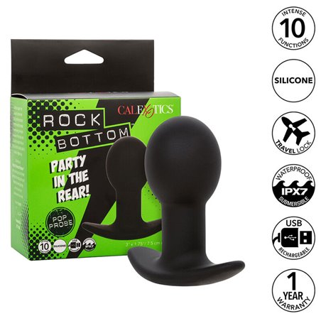 Calexotics Rock Bottom Pop - Plug Anale Vibrante in Silicone Nero