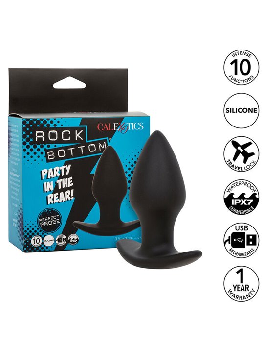 Calexotics Rock Bottom Perfect - Plug Anale Vibrante in Silicone Nero