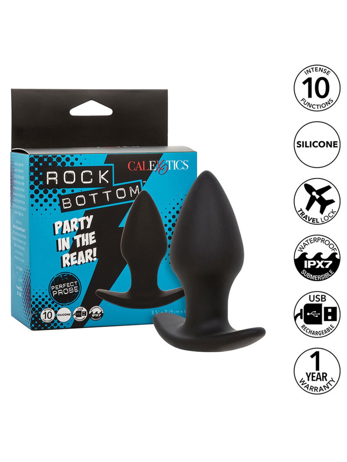 Calexotics Rock Bottom Perfect - Plug Anale Vibrante in Silicone Nero