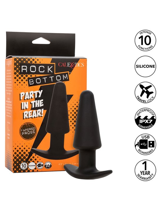 Calexotics - Rock Bottom Tapered Anal Plug 10 Vibraciones Silicone Black