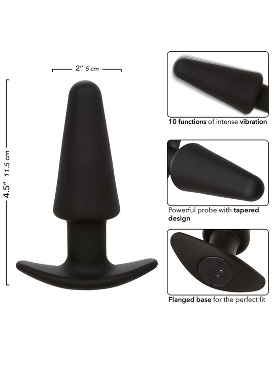 Calexotics - Rock Bottom Tapered Anal Plug 10 Vibraciones Silicone Black