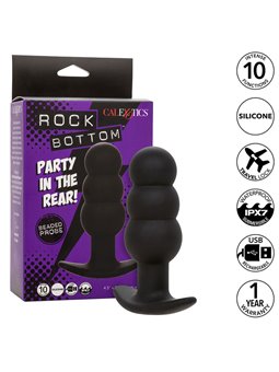 Calexotics Rock Bottom Beaded - Plug Anale Vibrante in Silicone Nero