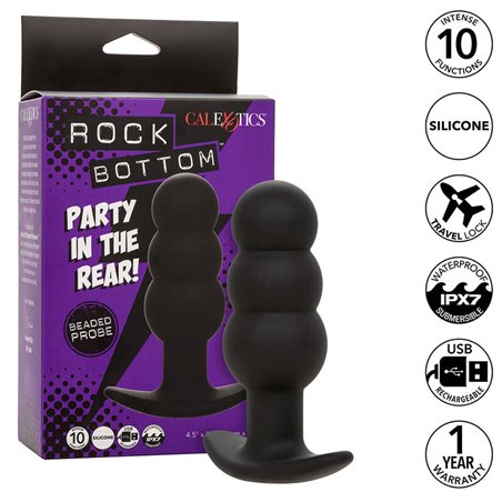 Calexotics Rock Bottom Beaded - Plug Anale Vibrante in Silicone Nero
