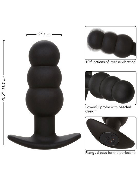 Calexotics Rock Bottom Beaded - Plug Anale Vibrante in Silicone Nero
