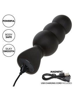 Calexotics Rock Bottom Beaded - Plug Anale Vibrante in Silicone Nero