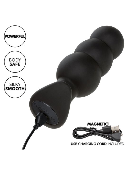 Calexotics Rock Bottom Beaded - Plug Anale Vibrante in Silicone Nero