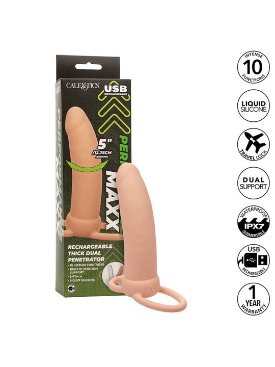 Calexotics Maxx Thick - Dildo Vibrante Per Doppia Penetrazione Beige