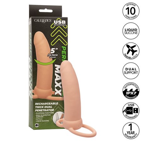 Calexotics Maxx Thick - Dildo Vibrante Per Doppia Penetrazione Beige