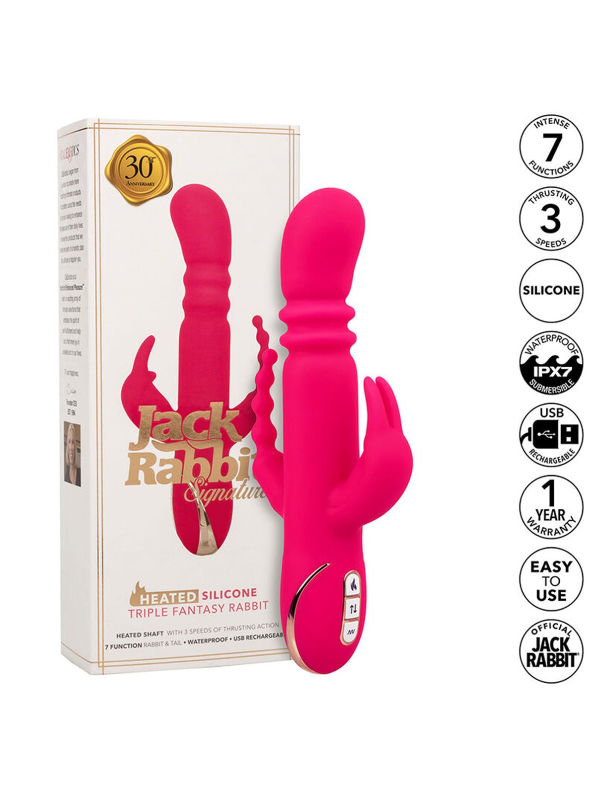 Calexotics Jack Rabbit - Vibratore Heated Triple Fantasy Rabbit Fucsia