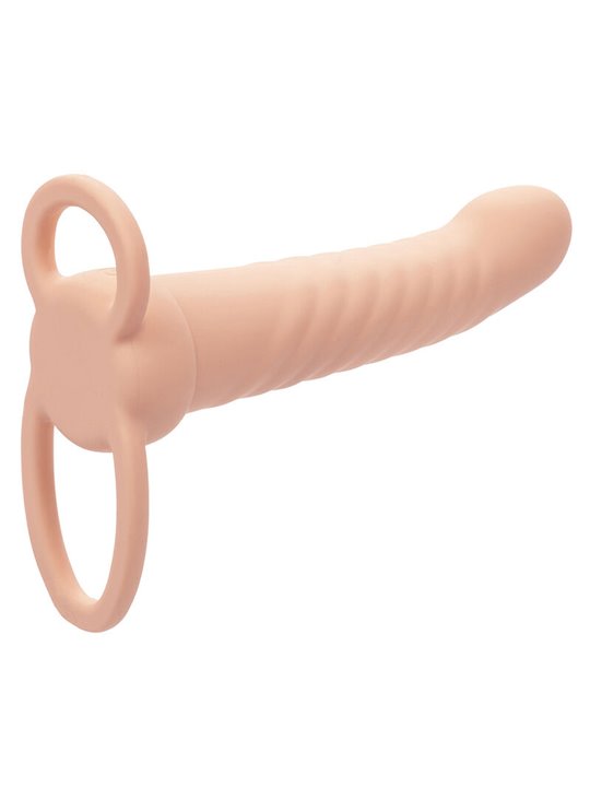 Calexotics Maxx Ribbed - Dildo Vibrante Per Doppia Penetrazione Beige