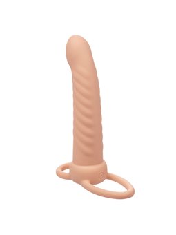 Calexotics Maxx Ribbed - Dildo Vibrante Per Doppia Penetrazione Beige