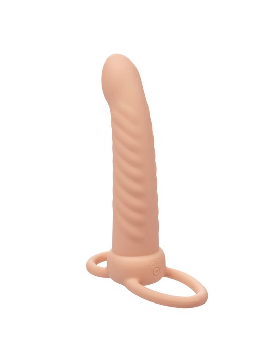 Calexotics Maxx Ribbed - Dildo Vibrante Per Doppia Penetrazione Beige