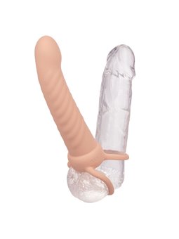 Calexotics Maxx Ribbed - Dildo Vibrante Per Doppia Penetrazione Beige