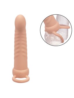 Calexotics Maxx Ribbed - Dildo Vibrante Per Doppia Penetrazione Beige