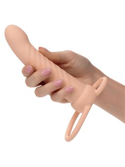 Calexotics Maxx Ribbed - Dildo Vibrante Per Doppia Penetrazione Beige
