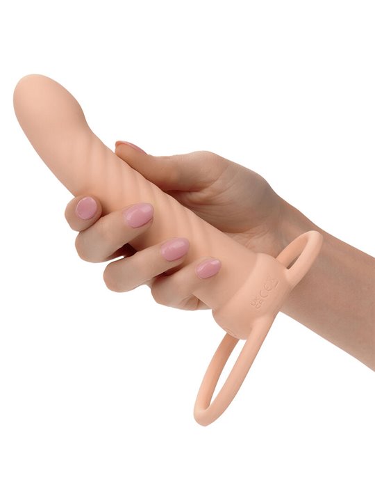 Calexotics Maxx Ribbed - Dildo Vibrante Per Doppia Penetrazione Beige