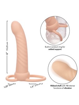 Calexotics Maxx Ribbed - Dildo Vibrante Per Doppia Penetrazione Beige