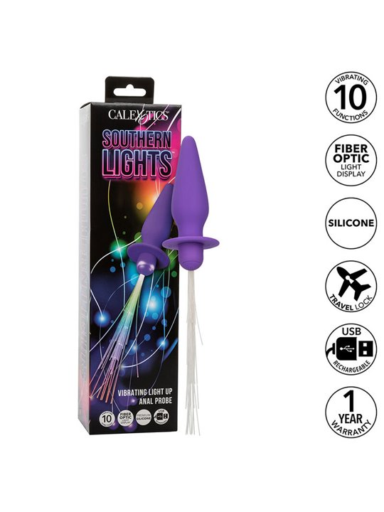 Calexotics - Southern Lights Light Up Anal Plug 10 Vibrations Silicone Purple