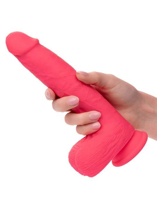 Calexotics Studs - Vibratore Realistico con Testicoli e Ventosa Fucsia