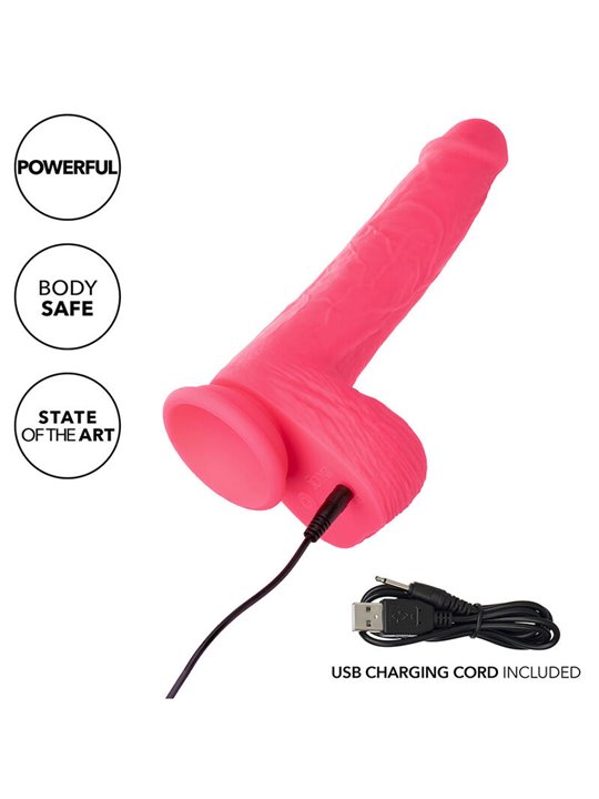 Calexotics Studs - Vibratore Realistico con Testicoli e Ventosa Fucsia
