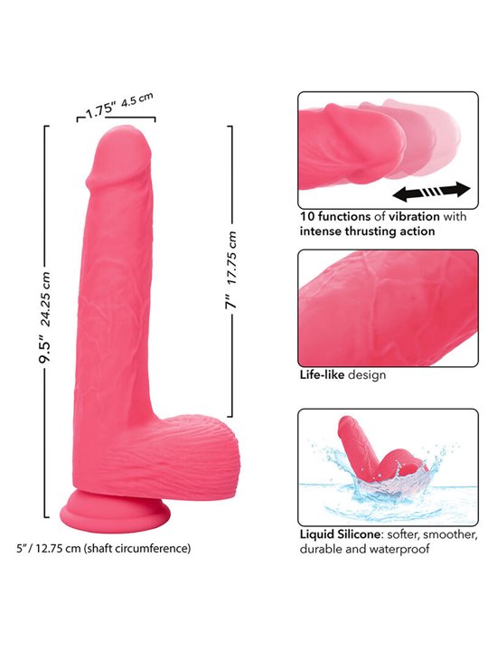Calexotics Studs - Vibratore Realistico con Testicoli e Ventosa Fucsia