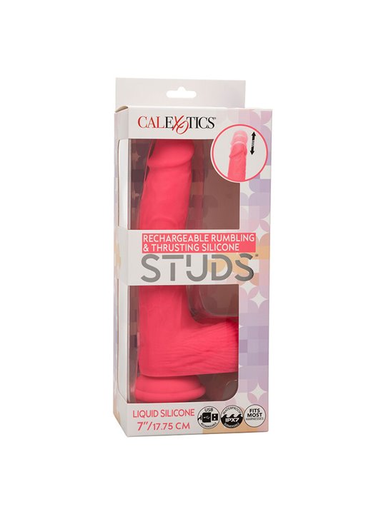 Calexotics Studs - Vibratore Realistico con Testicoli e Ventosa Fucsia