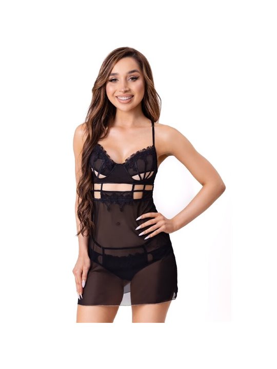 Livco Corsetti Maia 20247 - Babydoll e Perizoma Abbinato Nero S/M