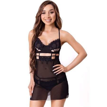 Livco Corsetti Fashion - Maia 20247 Babydoll + Thong Black L/Xl