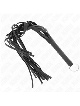 Kink - Frusta in Pelle Vegana Nera con Nappe e Anello sul Manico 65 Cm