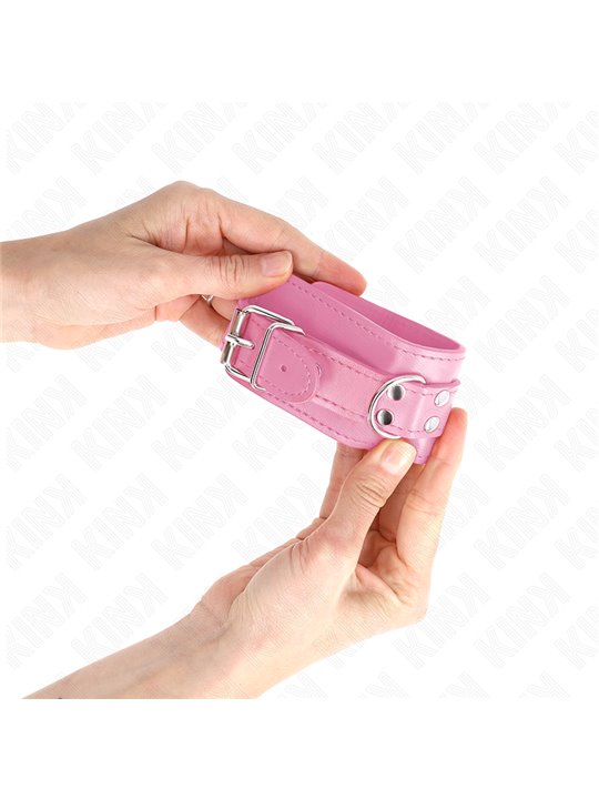 Kink - Polsini in Pelle Vegana Rosa 20-23 Cm x 5,5 Cm
