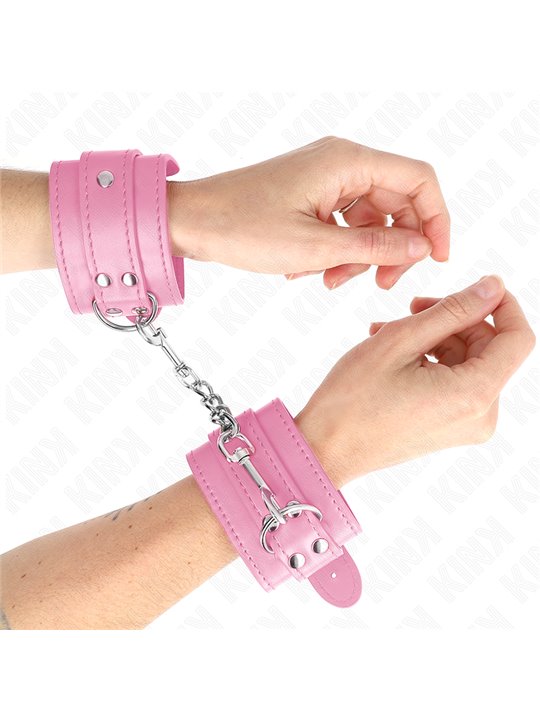 Kink - Polsini in Pelle Vegana Rosa 20-23 Cm x 5,5 Cm