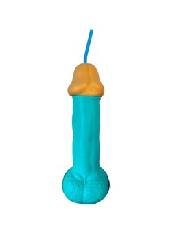 Diablo Picante - Bicchiere Blu a Forma di Pene con Cannuccia