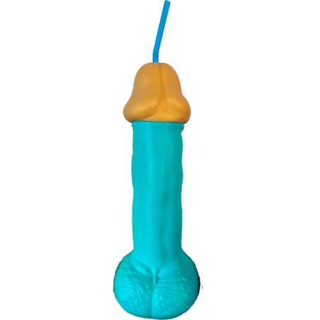 Diablo Picante - Bicchiere Blu a Forma di Pene con Cannuccia