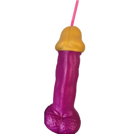 Diablo Picante - Bicchiere Fucsia a Forma di Pene con Cannuccia
