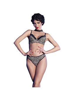 Chilirose CR 4727 - Costume da Bagno Reggiseno e Perizoma Leopardato S