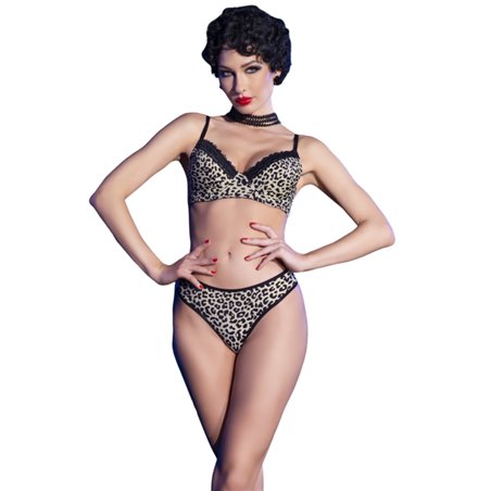 Chilirose CR 4727 - Costume da Bagno Reggiseno e Perizoma Leopardato S