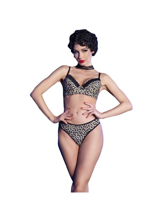 Chilirose CR 4727 - Costume da Bagno Reggiseno e Perizoma Leopardato L