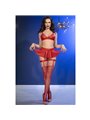 Chilirose CR 4716 - Completo Intimo in Pelle Vegana 5 Pezzi S Rosso
