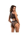 Subblime - 952082 Bodystocking Fishnet Set With Rhinestones Black One Size