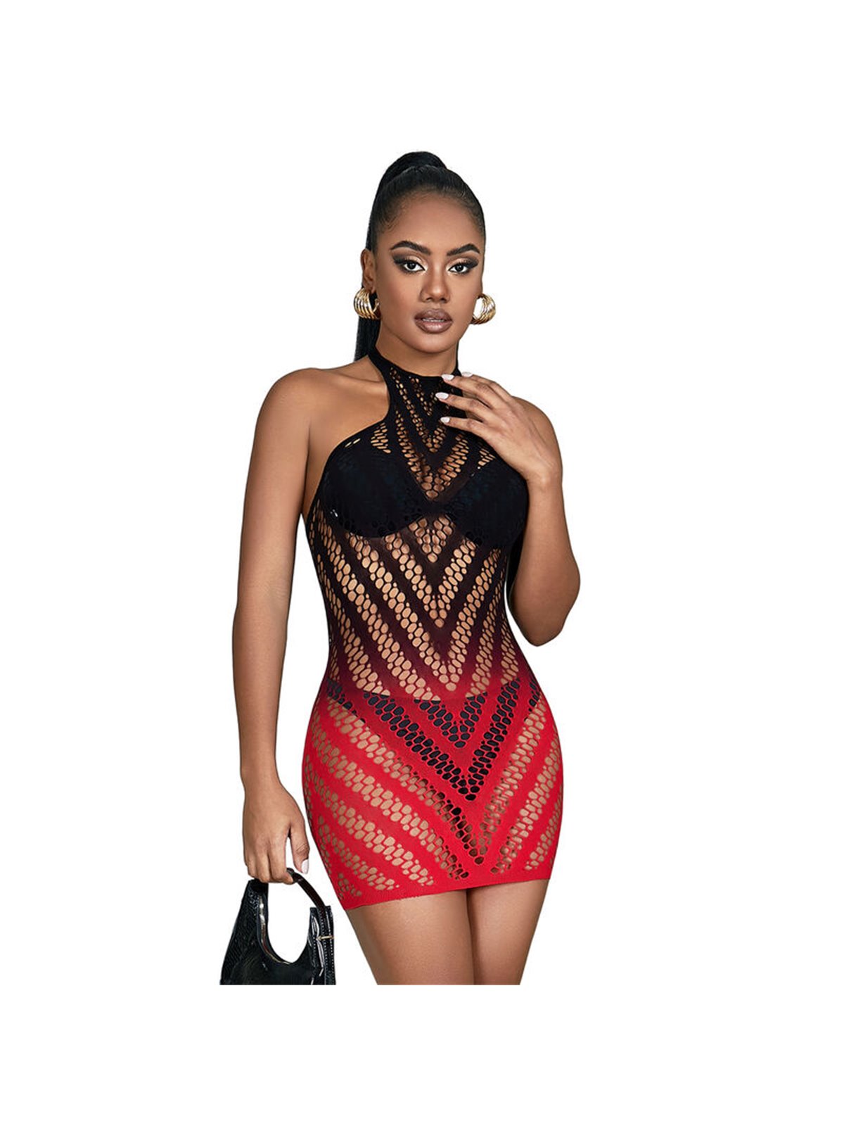 Subblime 952242 - Bodystocking Elastico Rosso e Nero Taglia Unica
