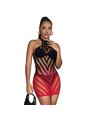 Subblime - 952242 Red And Black Degraded Elastic Fishnet Bodystocking One Size
