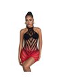 Subblime - 952242 Red And Black Degraded Elastic Fishnet Bodystocking One Size