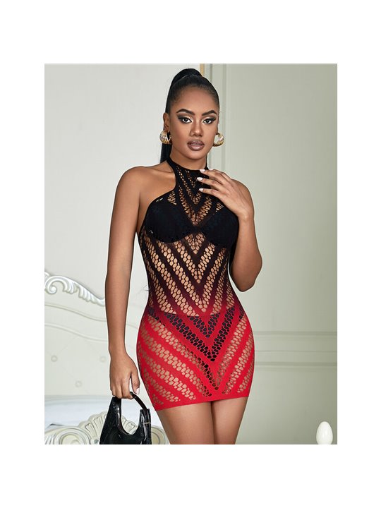 Subblime 952242 - Bodystocking Elastico Rosso e Nero Taglia Unica