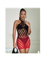 Subblime - 952242 Red And Black Degraded Elastic Fishnet Bodystocking One Size