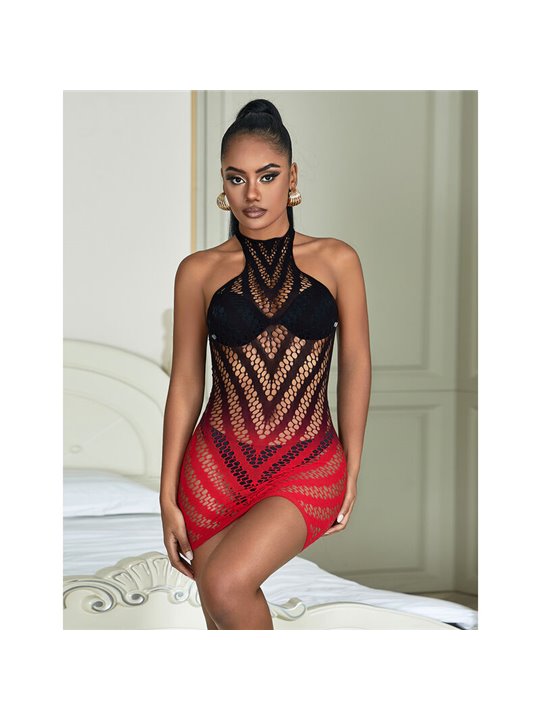 Subblime 952242 - Bodystocking Elastico Rosso e Nero Taglia Unica