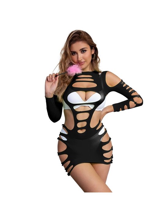 Subblime 952266 - Bodystocking a Rete Manica Lunga Nero Taglia Unica